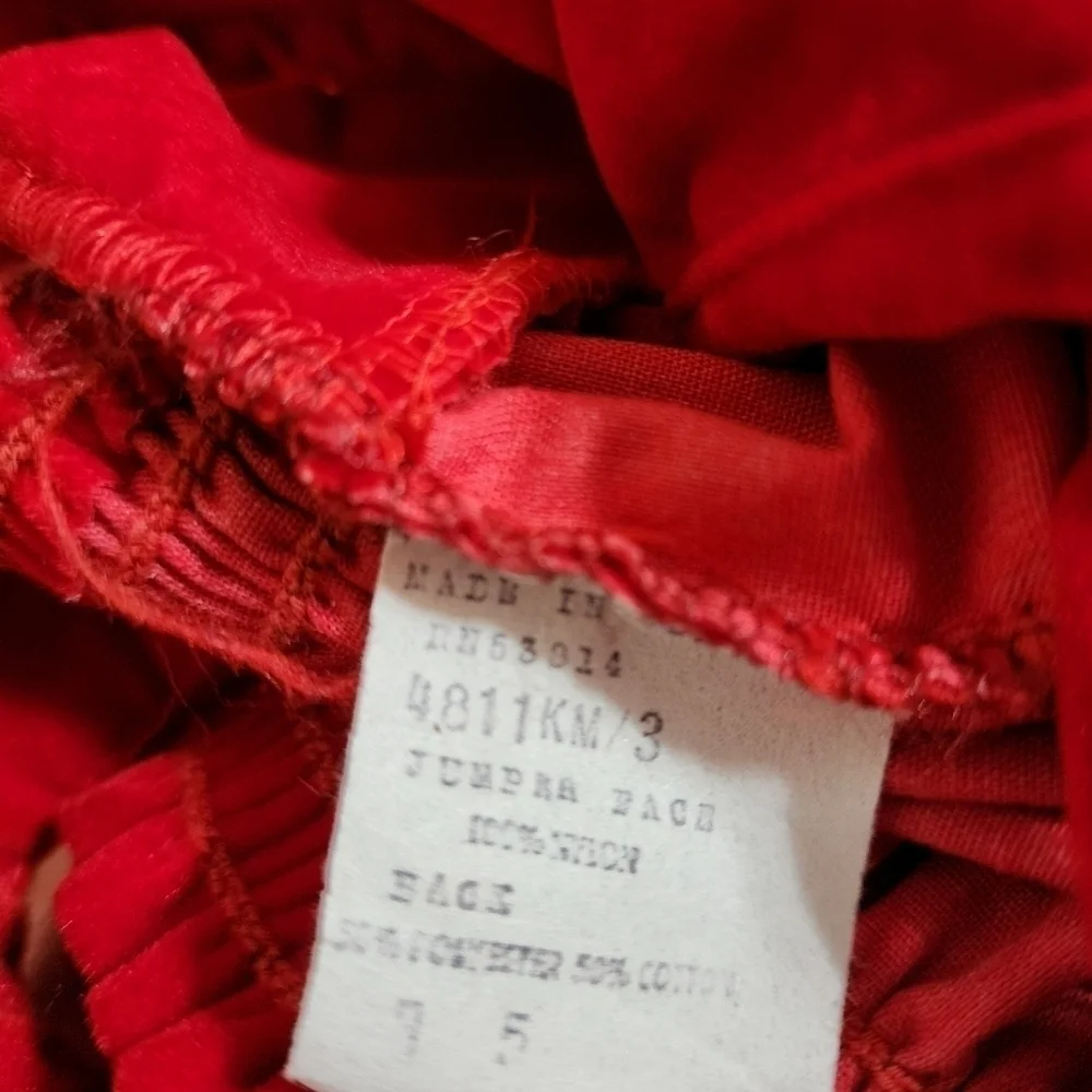 Vintage Toddler Velour Overall Dress Dark Red Farm Fall Christmas Size 5/7 Read